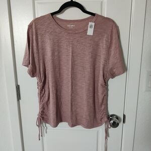 Old Navy Pink Ruched Short Sleeve Tee - Rose